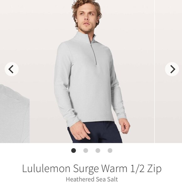 Lululemon Surge Warm 1/2 Zip Pullover Size M  Heathered Sea Salt Grey $128 - Picture 2 of 6